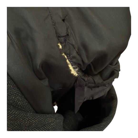 Vintage 1950’s Charcoal Gray Wool Herringbone Tweed Overcoat Jacket Men’s Large - Picture 7 of 9